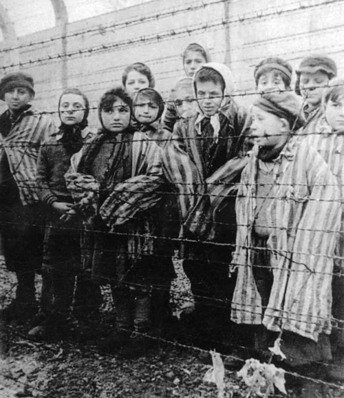 Child survivors after the liberation of Auschwitz