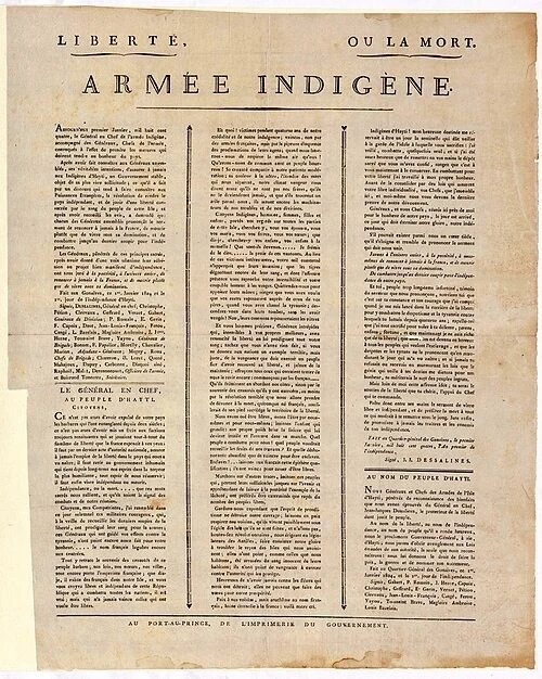 Haitian Declaration of Independence; Haitian independence leaders and printers, 1804