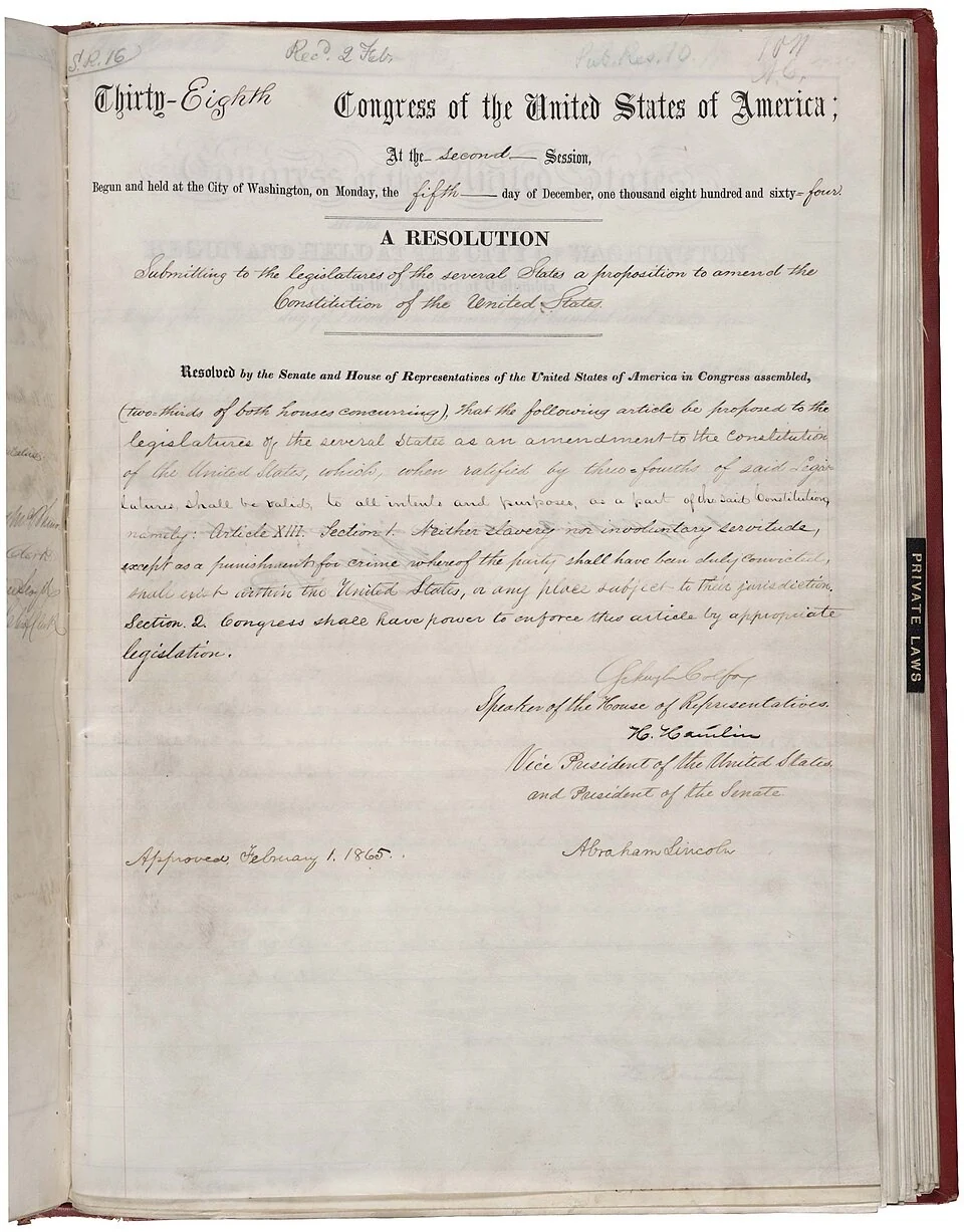 Thirteenth Amendment to the US Constitution; US congressional clerks, 1865