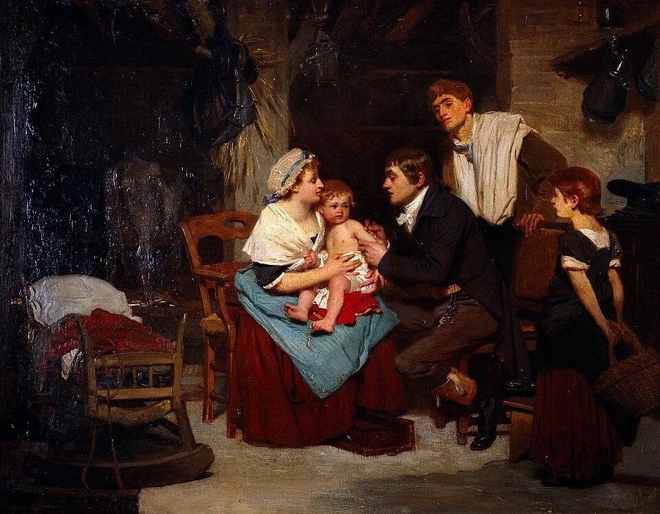 Edward Jenner vaccinating a boy; Eugène-Ernest Hillemacher, 1884